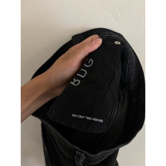 BDG Urban Outfitter Jeans Women's 26 Crop Twig High Rise Black Cut Out Raw Hem - Picture 8 of 10